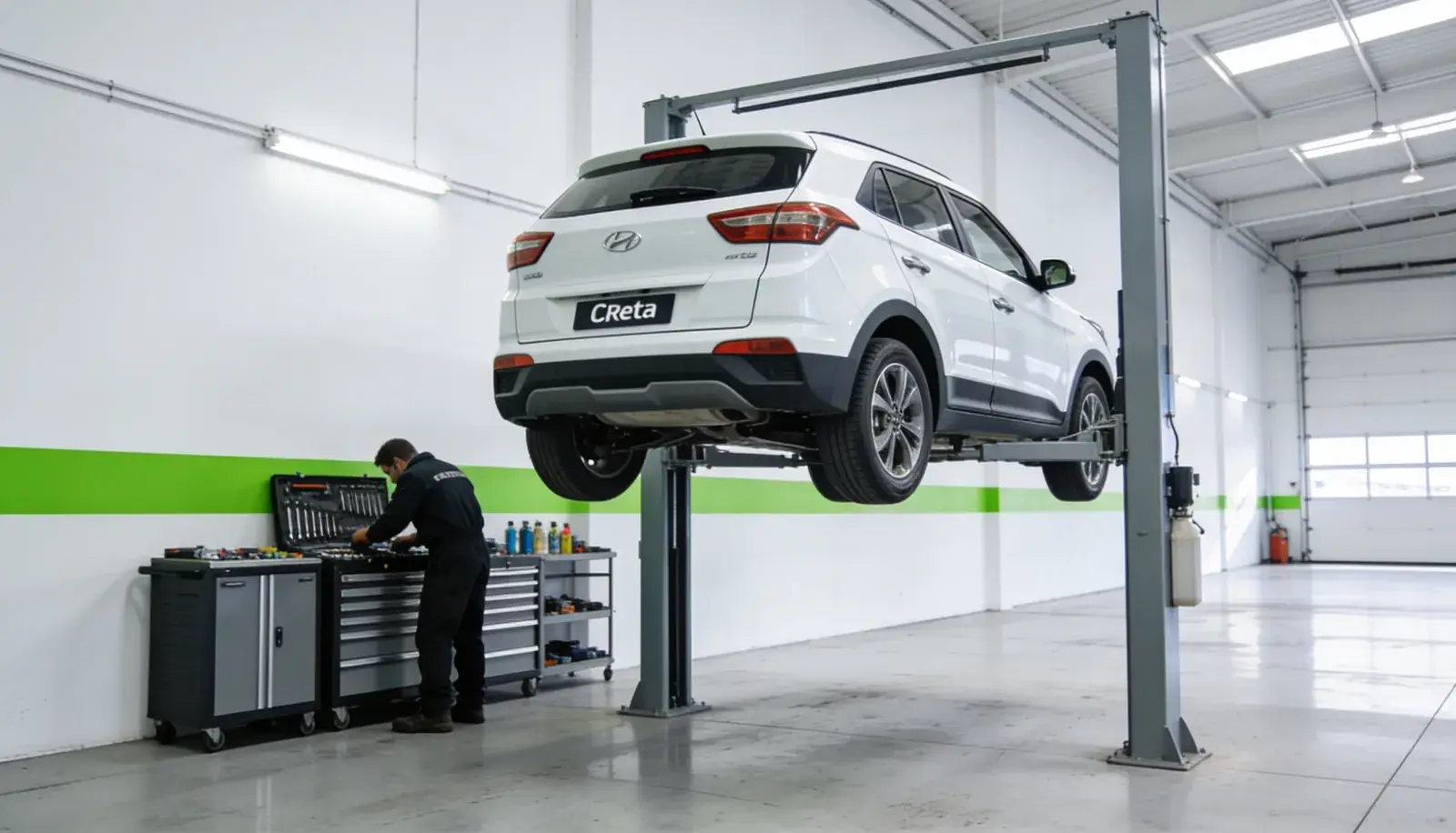 Hyundai em manutenção no pátio da Cidade Automotiva