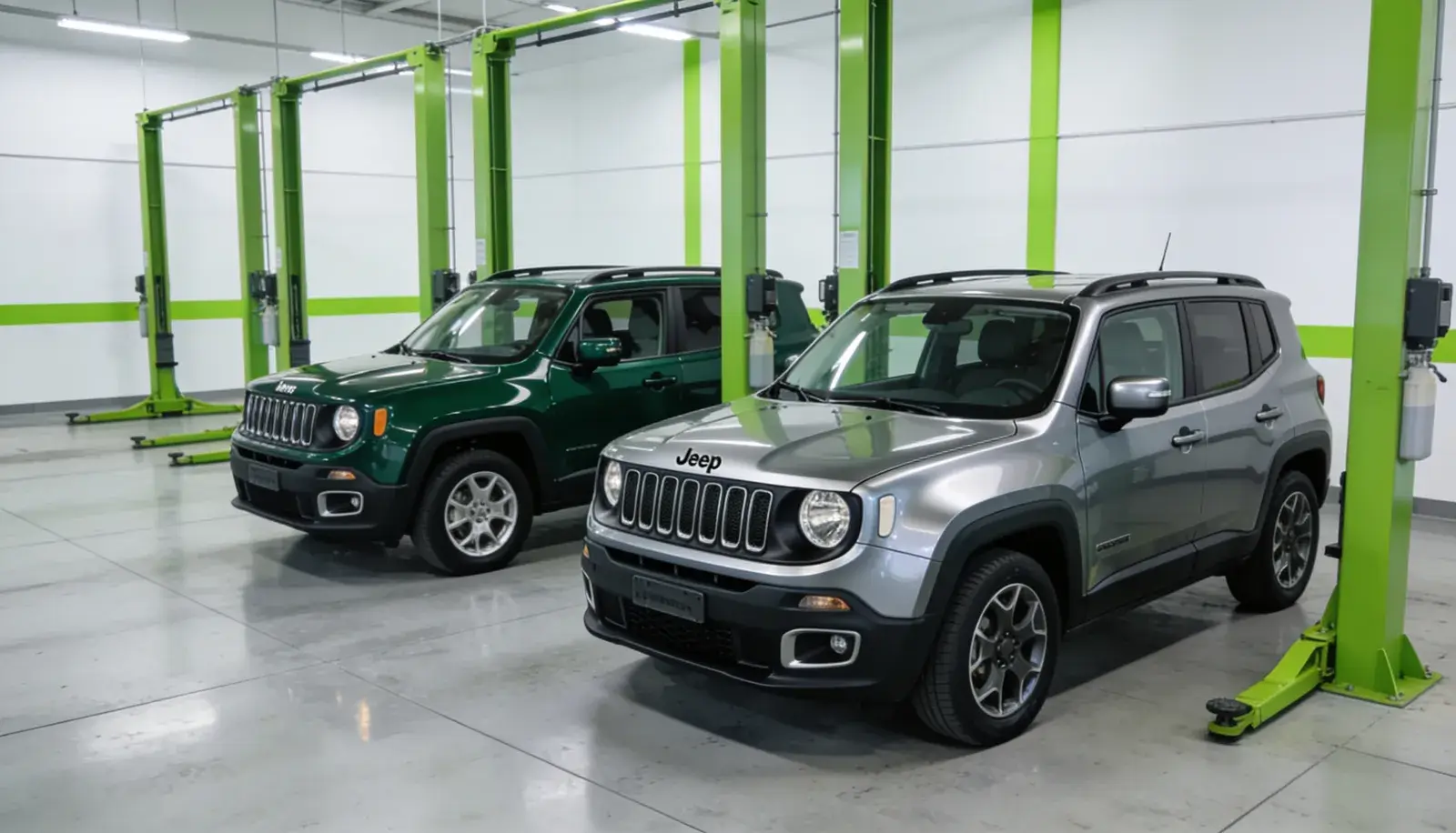 Jeep em manutenção no pátio da Cidade Automotiva